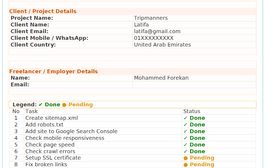 SEO Repo Tasks